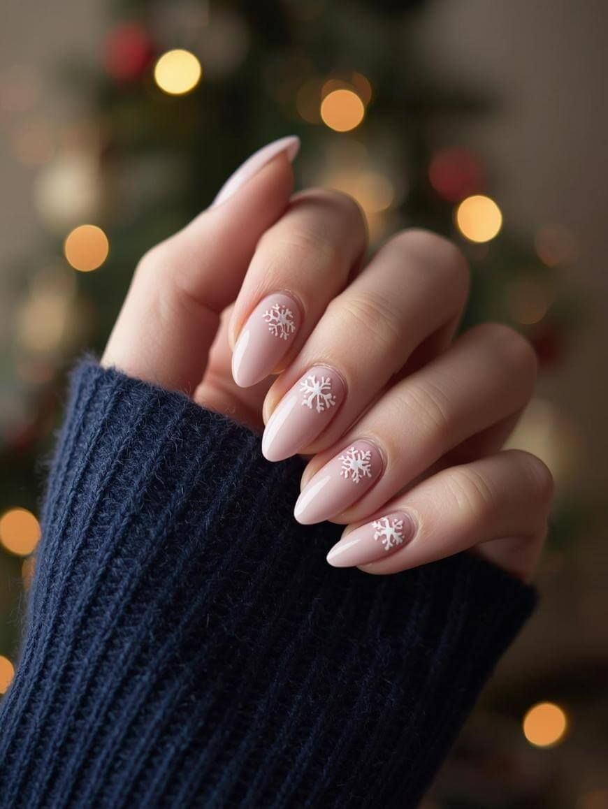 White Snowflakes Visual Idea White Snowflakes Visual Idea β Disney Christmas Nails 2026