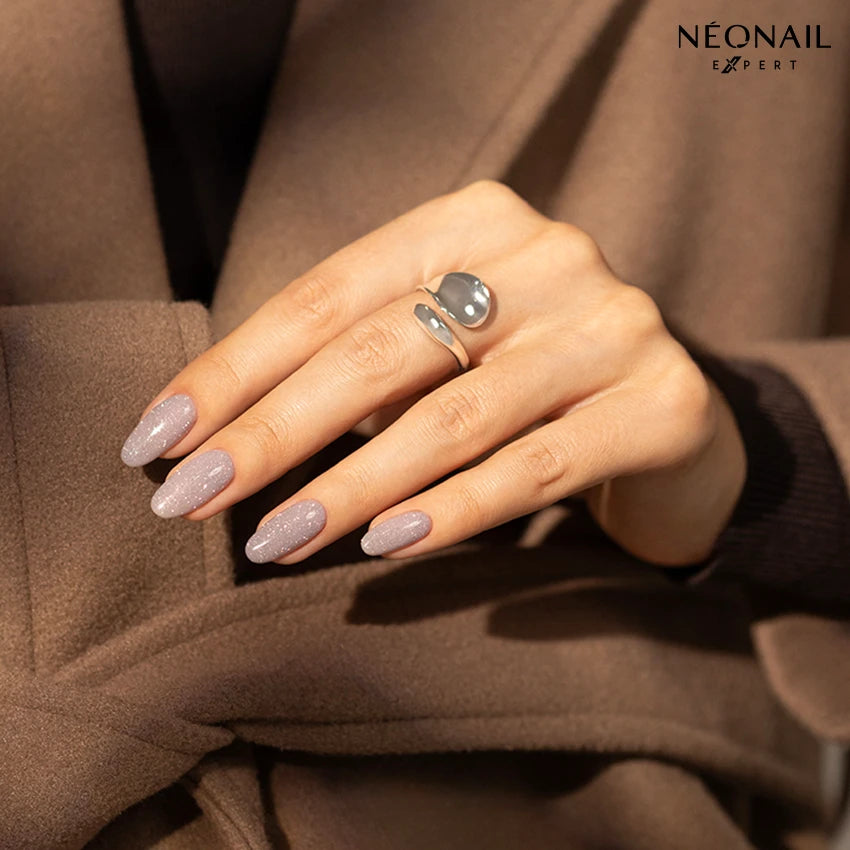 Subtle Shimmer Cool Grey Almonds Subtle Shimmer Cool Grey Almonds β Long Winter Nails