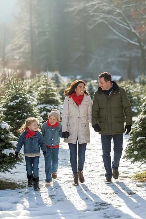 Puffer Jackets and Red Scarves: Classic Winter Family Photo Ensemble Puffer Jackets and Red Scarves: Classic Winter Family Photo Ensemble β Winter Family Photo Outfits