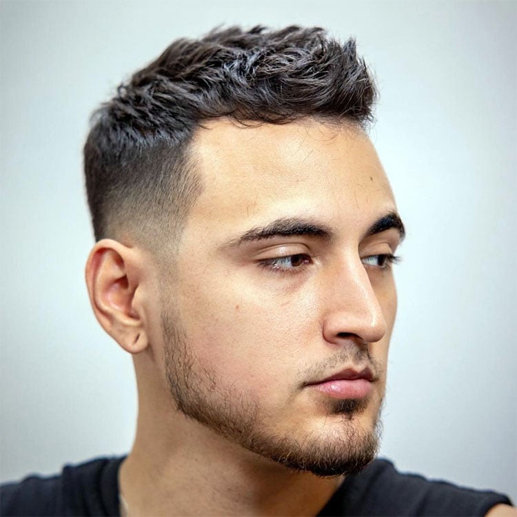 Dark Brown Messy Textured Crop With Fade — Winter Hairstyles for Men