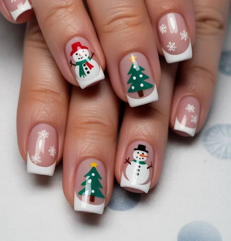 Clean Application Hand-Painted Motifs Visual Idea Clean Application Hand-Painted Motifs Visual Idea β Christmas Nails 2026