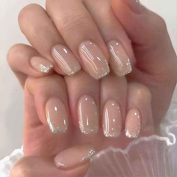 Glossy With Glitter Accents Visual Idea Glossy With Glitter Accents Visual Idea β Short Winter Square Nails