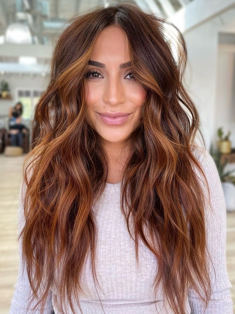 Rich Auburn With Copper Highlights — Winter Hair Colors for Brown Eyes
