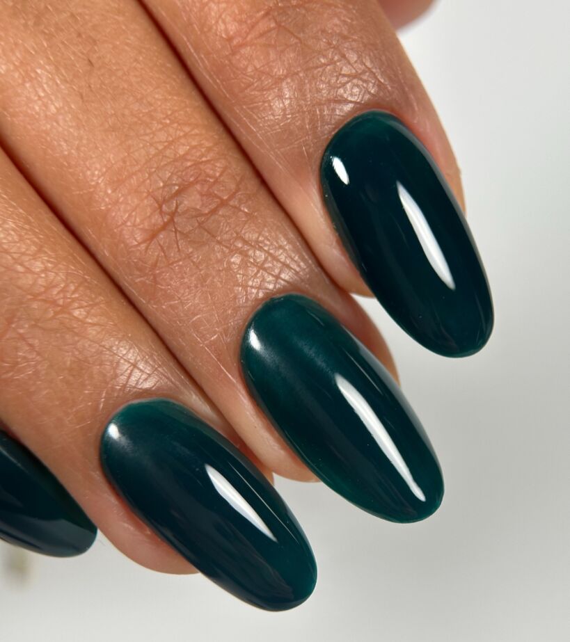 None Deep Teal Green Glossy Oval Nails None Deep Teal Green Glossy Oval Nails β Winter Green Nails