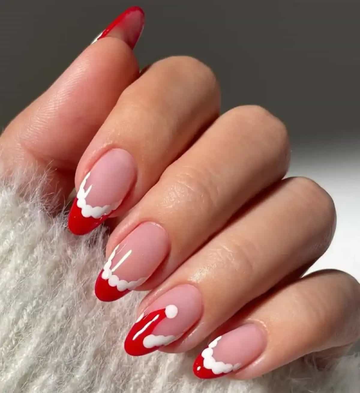 Red White Sheer Pink Visual Idea — Minimalist Christmas Nails 2026
