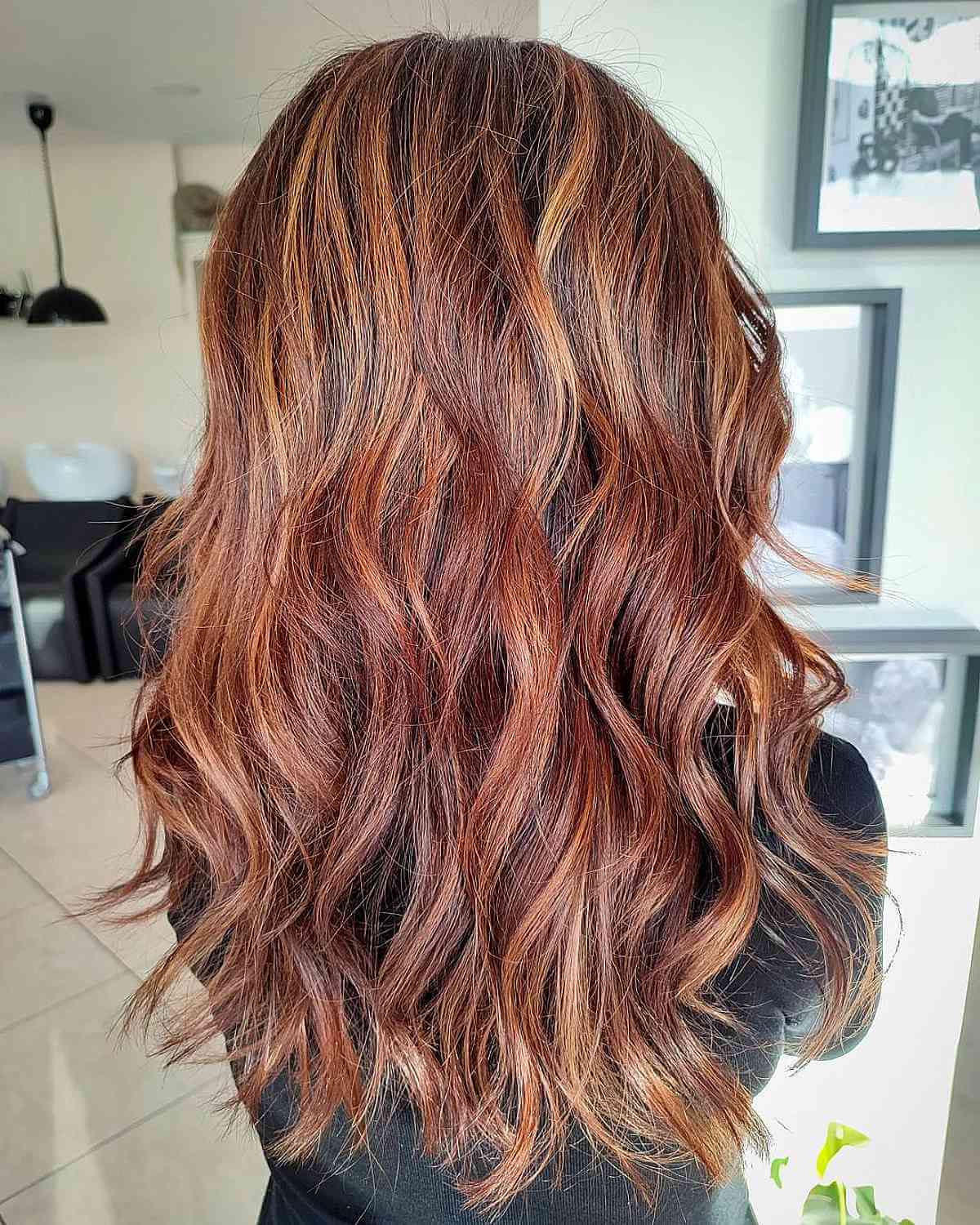 Layers Auburn With Lighter Auburn and Copper Highlights — Winter Auburn Hair Color