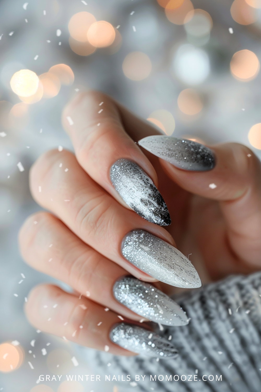 Winter Cozy Visual Idea — Winter Gray Nails