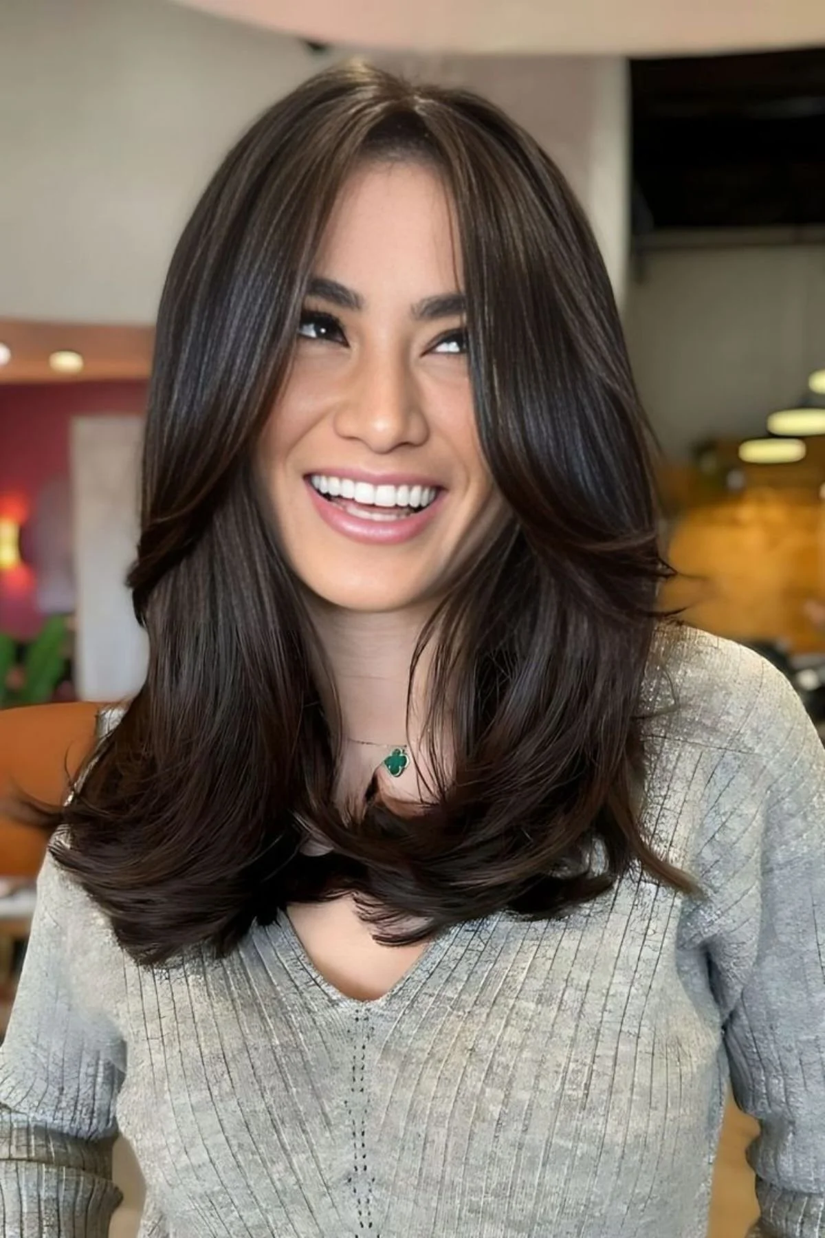 Layered Long Bob With Voluminous Blowout — Medium Length Winter Haircuts