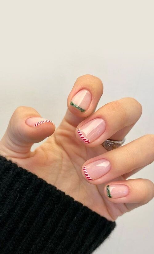 Sheer Pink Festive French Tip Coffin Nails Sheer Pink Festive French Tip Coffin Nails β Short Christmas Coffin Nails 2026