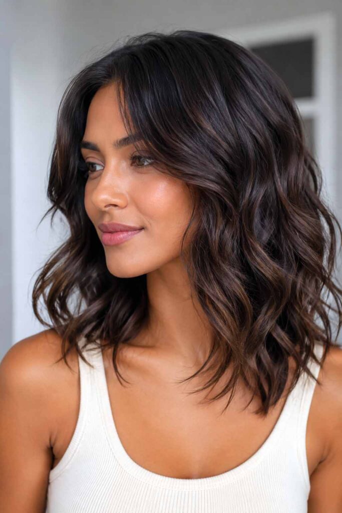 Collarbone Lob With Balayage Highlights Collarbone Lob With Balayage Highlights β Winter Haircuts for Thin Hair