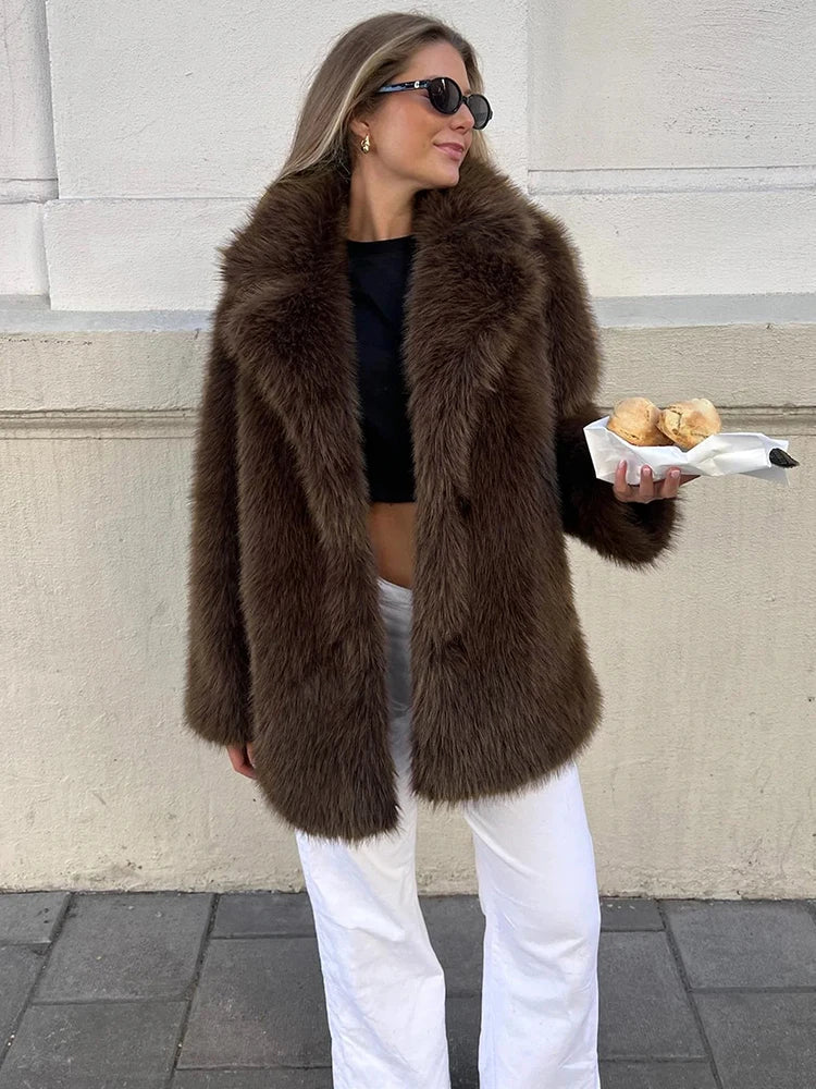 Casual Brown Faux Fur Coat: Closet vs. Buy — Faux Fur Coat Outfits