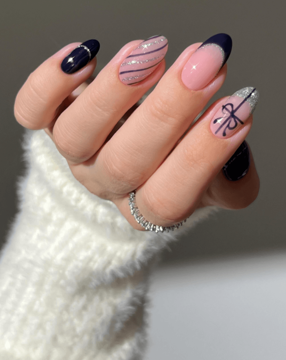 Glossy Glitter Visual Idea — Classy Winter Nails
