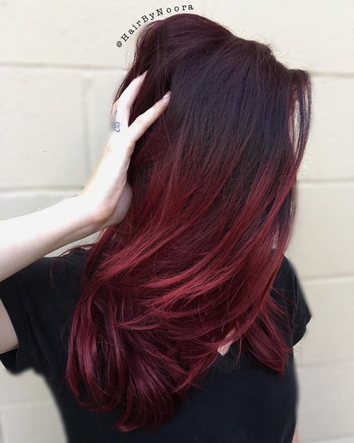 Burgundy With Dark Root Shadow — Burgundy Hair Color