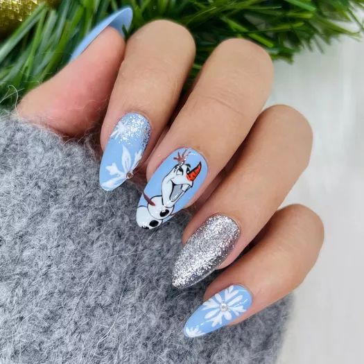 Glossy With Glitter And Metallic Accents Visual Idea Glossy With Glitter And Metallic Accents Visual Idea β Disney Christmas Nails 2026