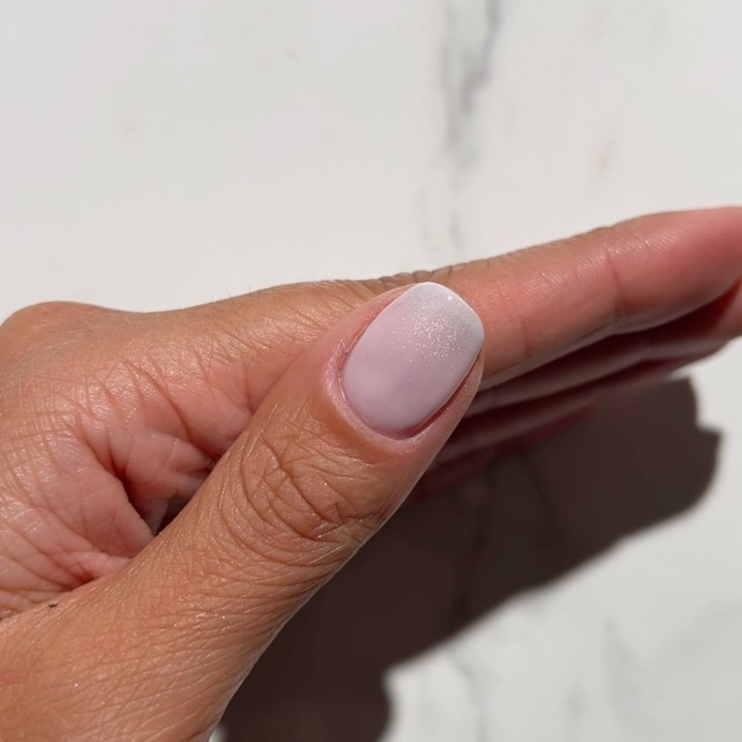 Satin With Fine Glitter Accent Visual Idea Satin With Fine Glitter Accent Visual Idea β Clean Girl Winter Nails