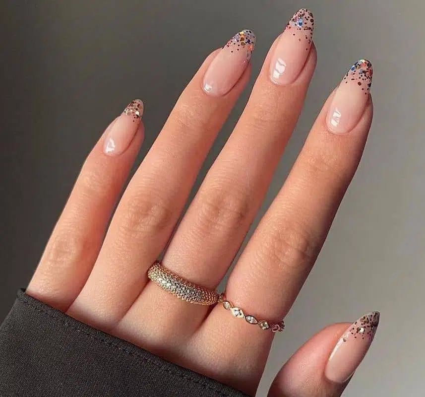 Medium Square Glitter French Tips — Simple New Years Nails 2027