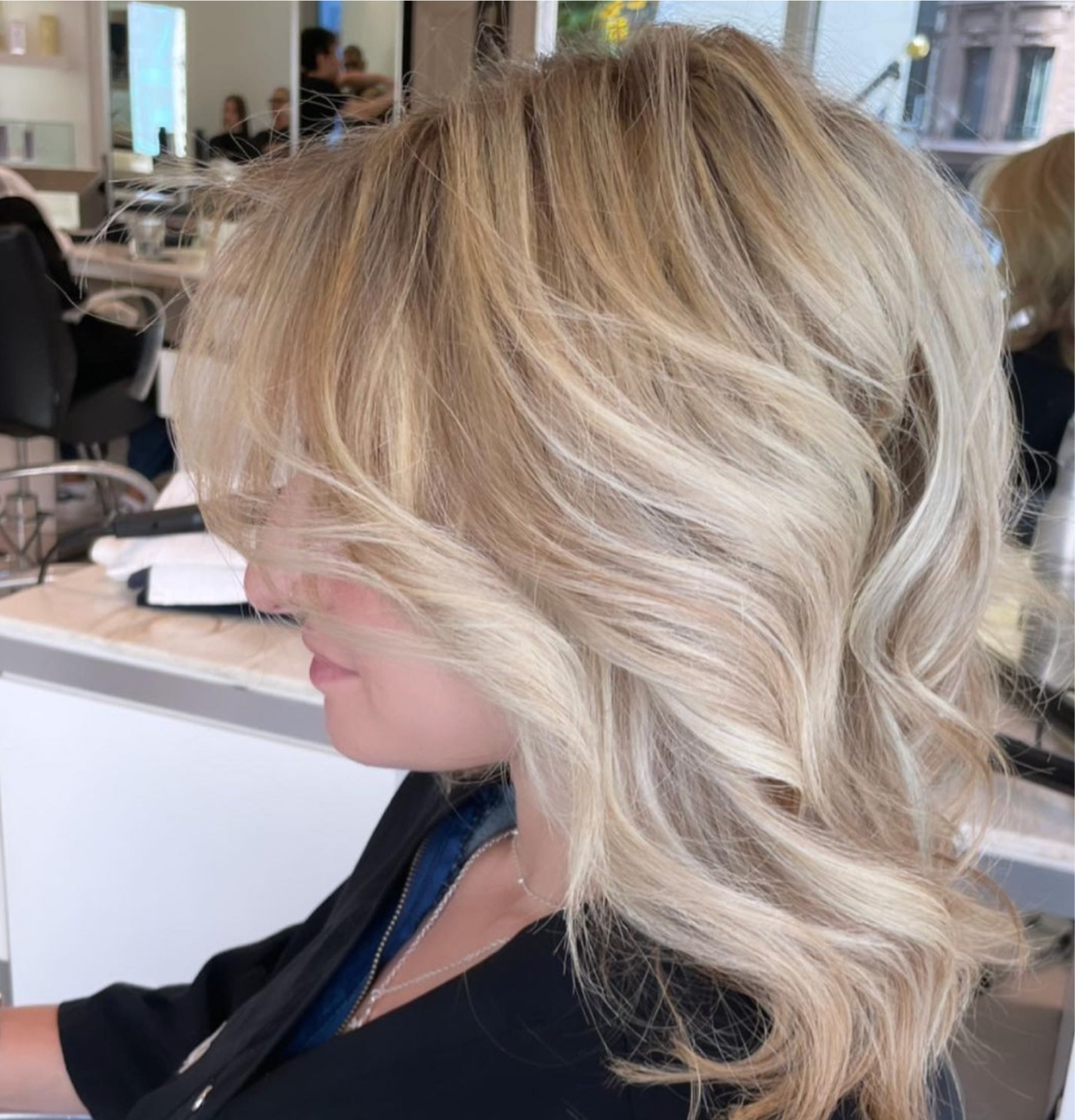 Light Blonde With Ash Highlights Soft Blowout — Winter Highlights