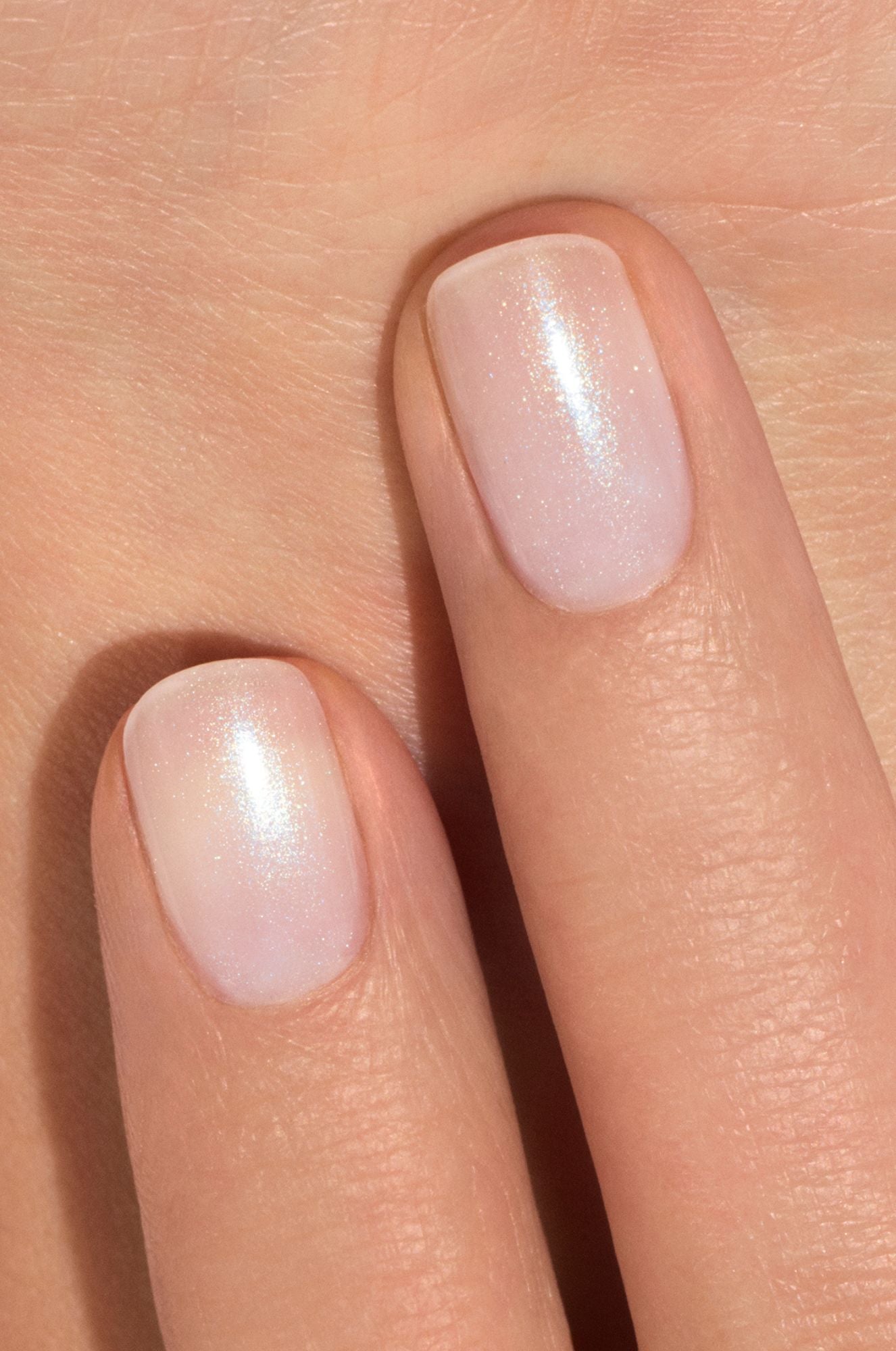 Pale Pink Iridescent Shimmer Nails — Aesthetic Winter Nails