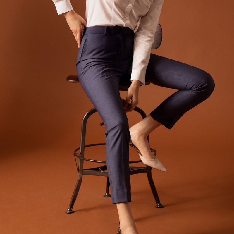 Navy Blazer with Satin Camisole and Trousers Navy Blazer with Satin Camisole and Trousers β Winter Business Casual Outfits