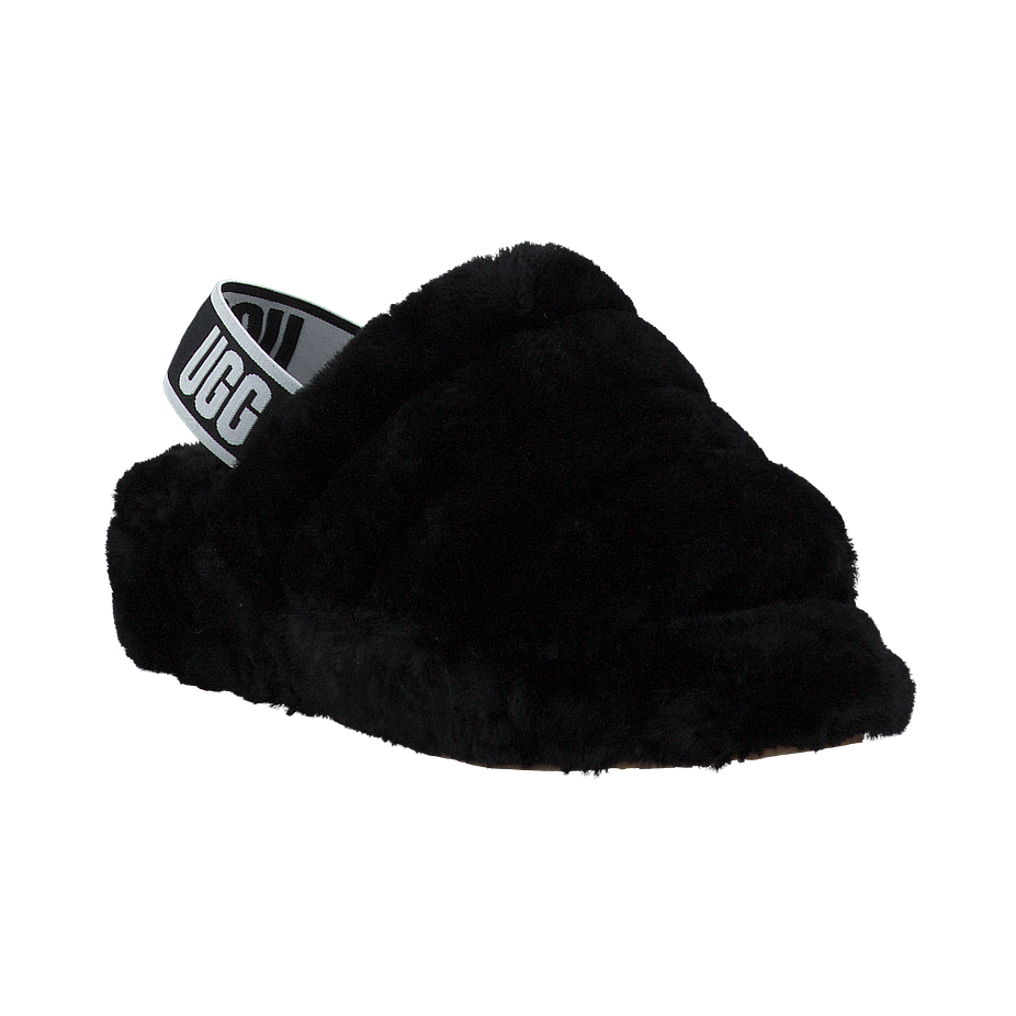 Textural Appeal: Fluffy UGG Slippers with Logo Strap Textural Appeal: Fluffy UGG Slippers with Logo Strap β Ugg Slippers Outfits