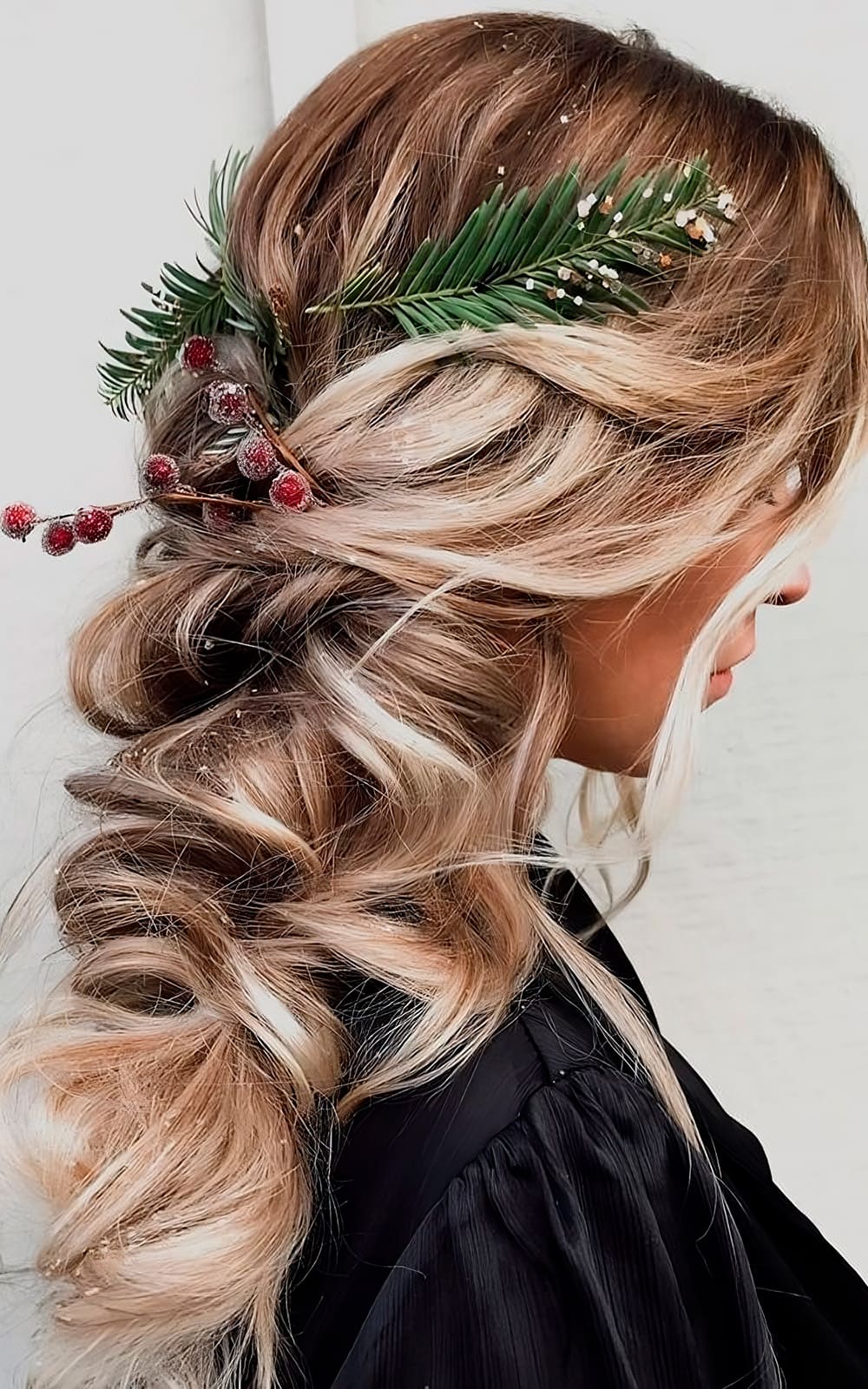 Winter Greenery Braided Updo — Winter Hairstyles for Long Hair