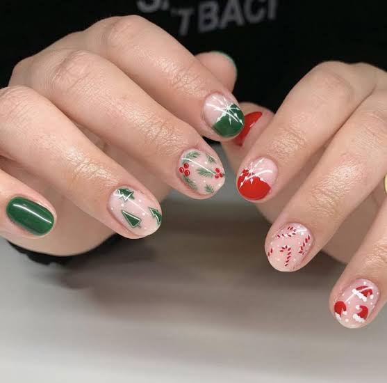 Short Square Christmas Art Nails — New Years Gel Nails 2027