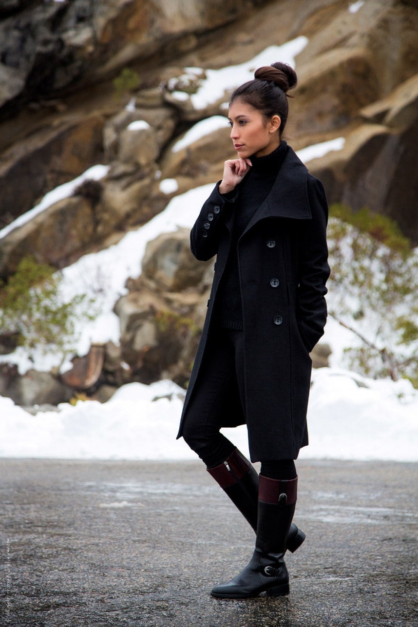 Fitted Wool Coat for a Sleek and Polished Winter Outfit — All Black Winter Outfits