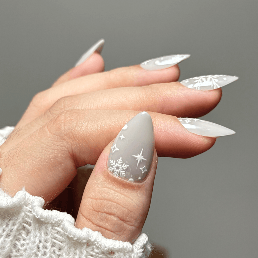 Matte Visual Idea — Winter Gray Nails