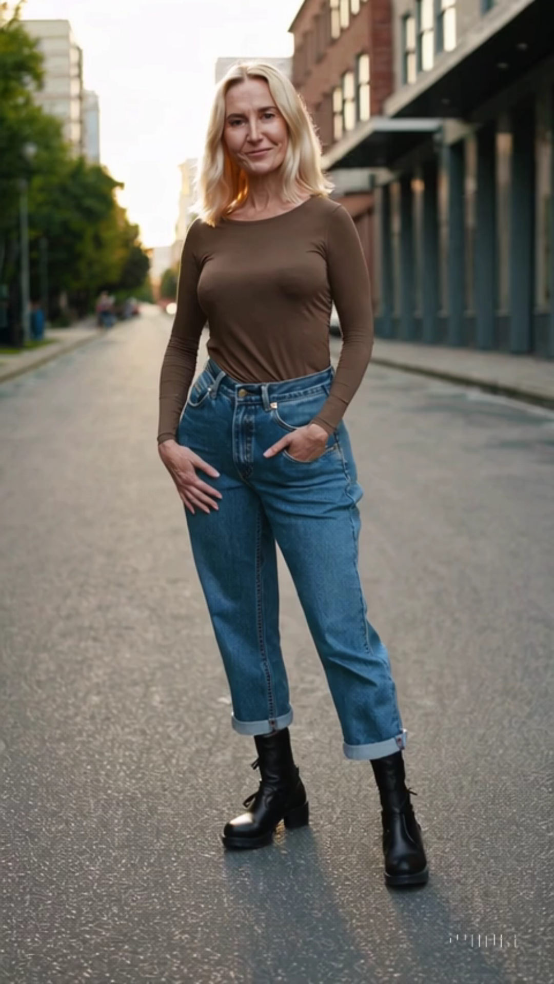 Timeless Casual: Straight Jeans and Mid-Calf Boots — Combat Boots Outfits