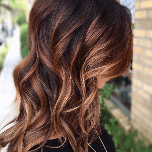 No Bangs Chestnut Brown With Golden Highlights — Winter Hair Colors for Brown Eyes