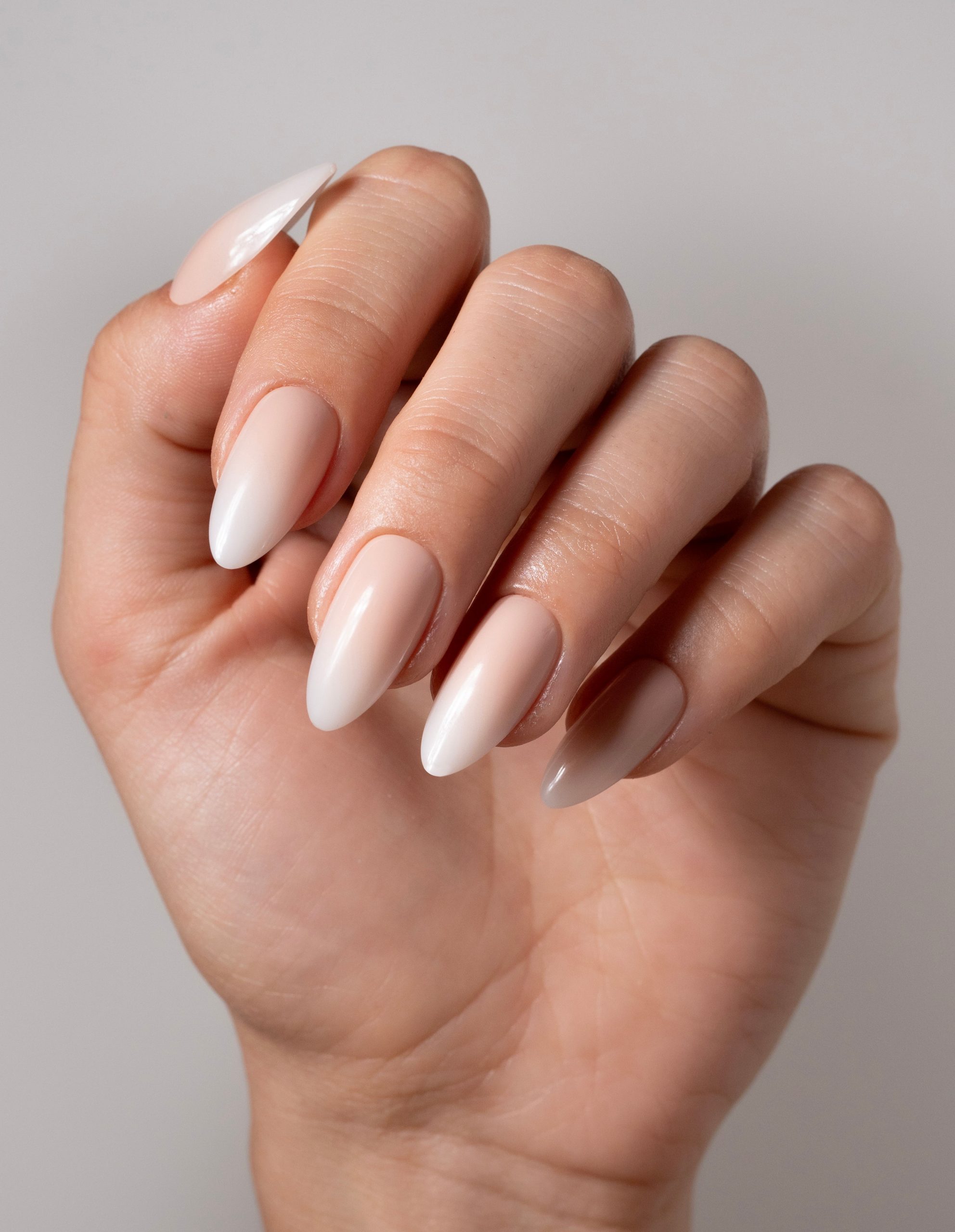 Gradient From Nude Pink To White Visual Idea — New Years Press On Nails 2027