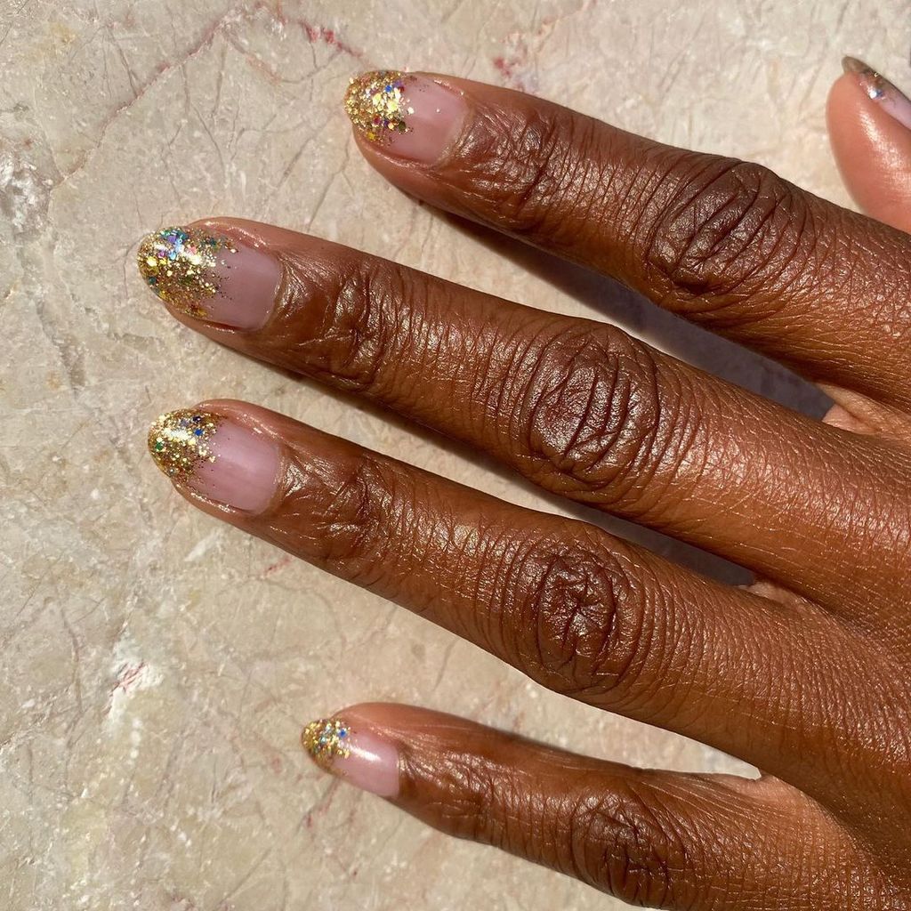 Short Square Glitter French Tips Short Square Glitter French Tips β Sparkly New Years Nails 2027