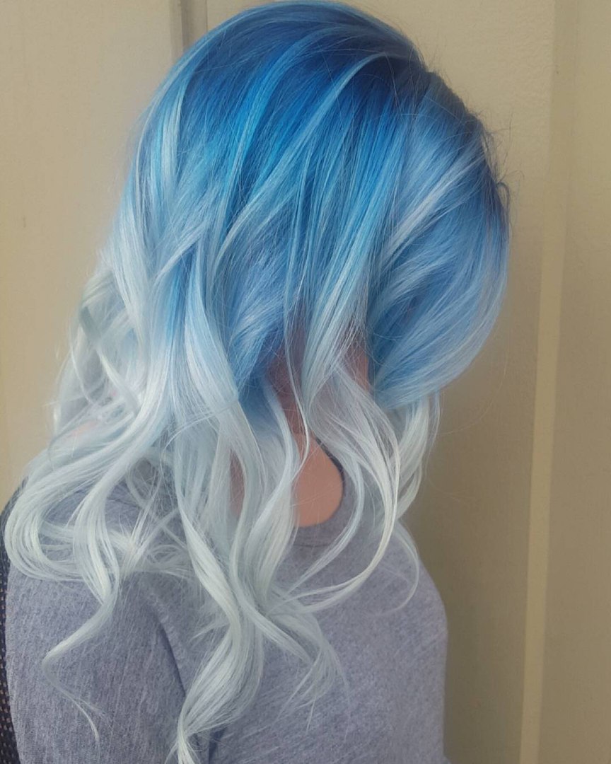 Blue to White Ombre Blue to White Ombre β Winter Hair Colors for Blue Eyes