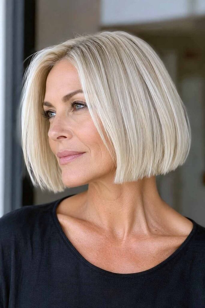 Sharp Chin Length Smooth Bob — Winter Hairstyles for Thin Hair