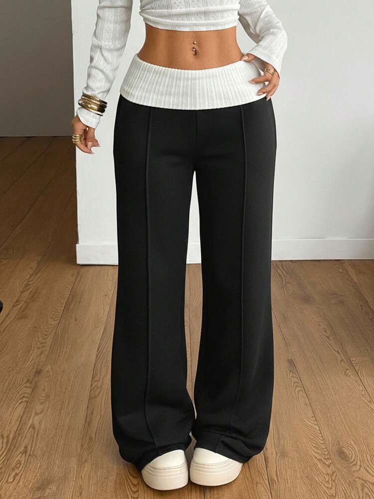 Classic Black and White Streetwear with Flared Trousers — Winter Streetwear Outfits