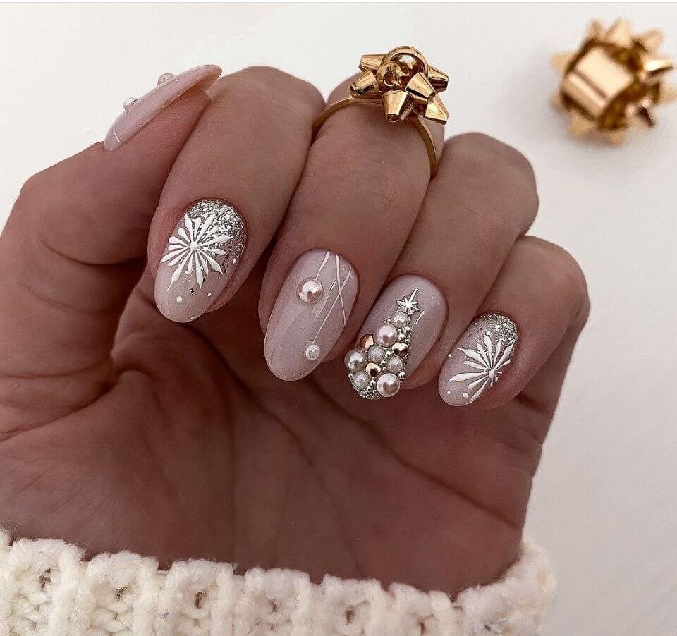Pale Pink with 3D Christmas Tree Art Pale Pink with 3D Christmas Tree Art β Christmas Nail Art 2026