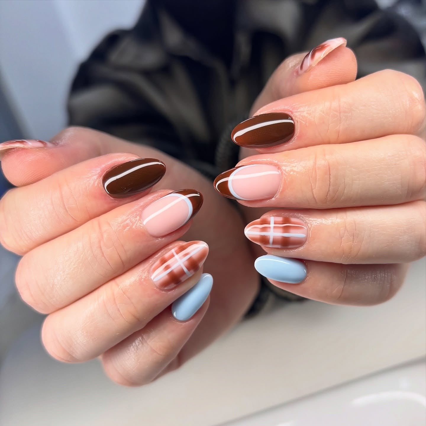 Cozy Winter Plaid Pattern Cozy Winter Plaid Pattern β Classy Short Winter Nails