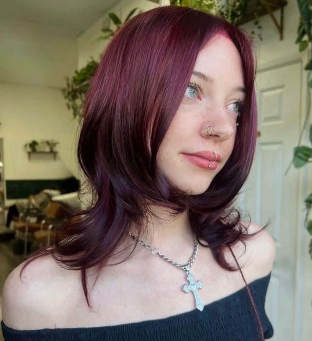 Burgundy Base With Darker Roots — Burgundy Hair Color