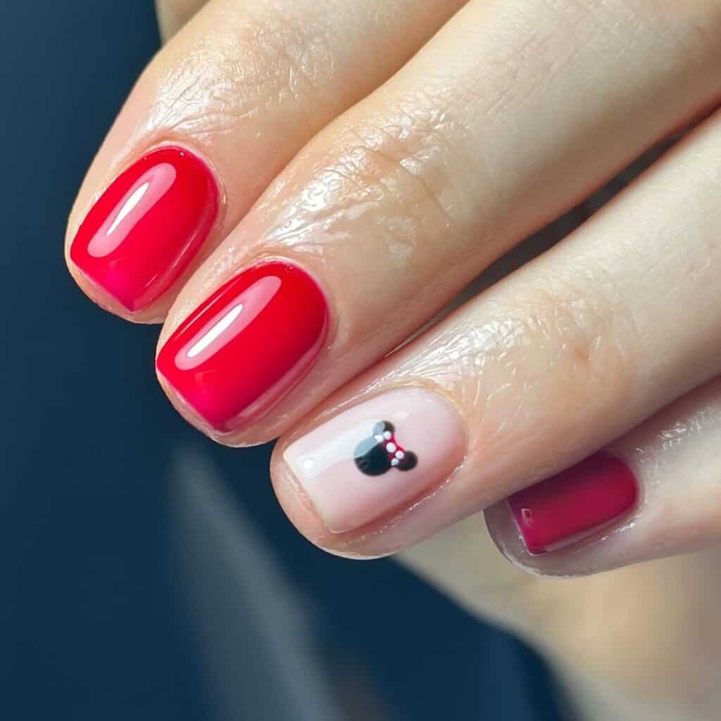 Minnie Mouse Red Pink Gradient Nails Minnie Mouse Red Pink Gradient Nails β Disney Christmas Nails 2026