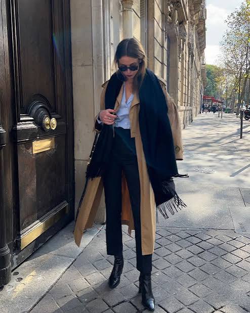 Sophisticated Smart Casual: Trench Coat, Blue Shirt, and Black Boots Sophisticated Smart Casual: Trench Coat, Blue Shirt, and Black Boots β Ankle Boots Outfits