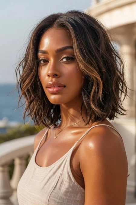 Textured Dark Brown Lob — Winter Lob Haircuts