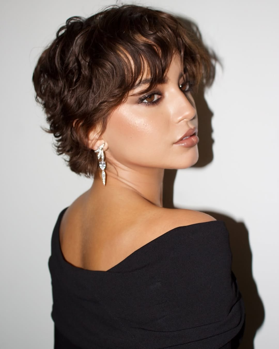 Ear Textured Dark Brown Pixie — Winter Hair Colors for Short Hair