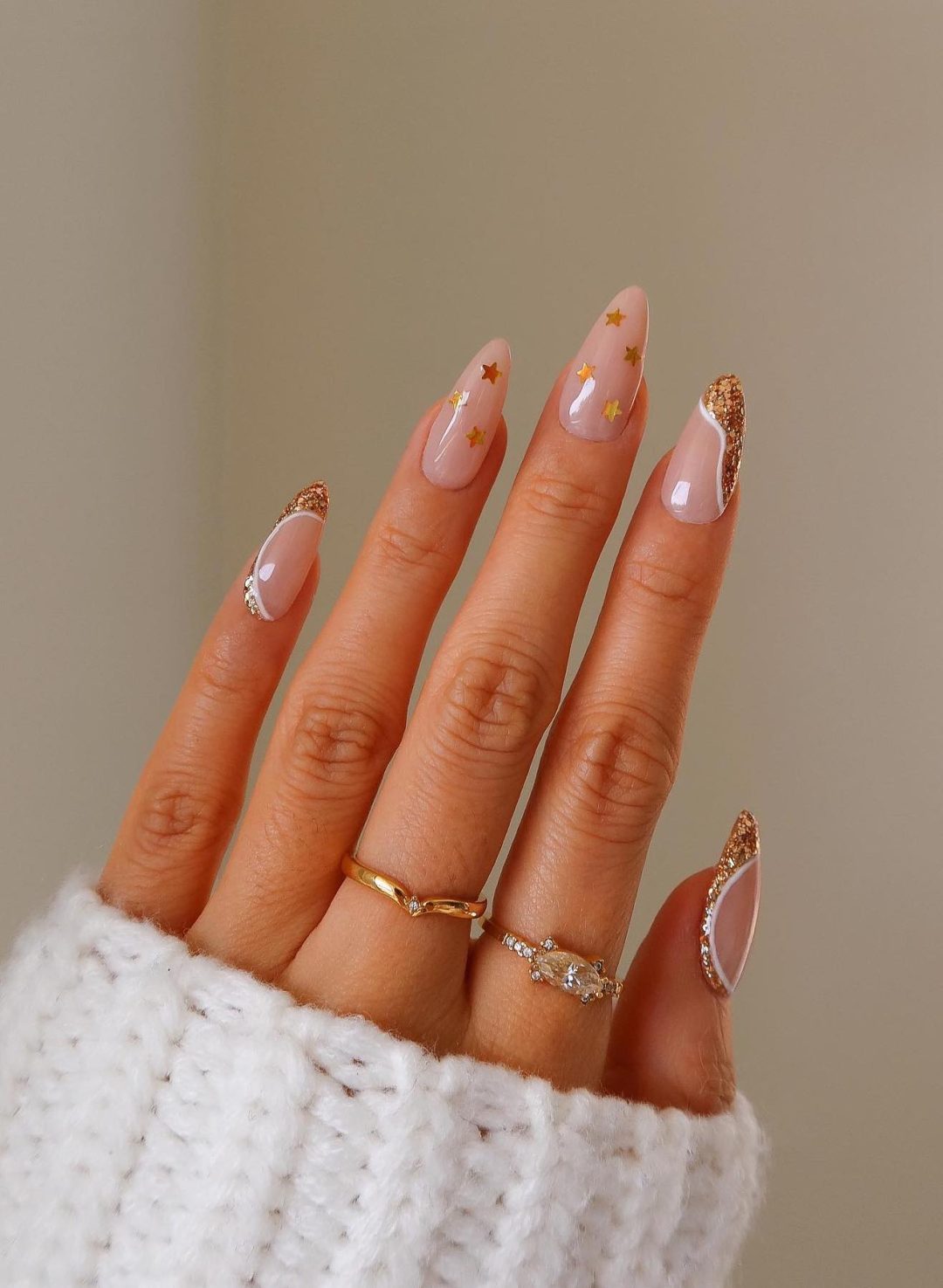 Gold Star French Tip Stiletto Nails Gold Star French Tip Stiletto Nails β NYE Nails 2027