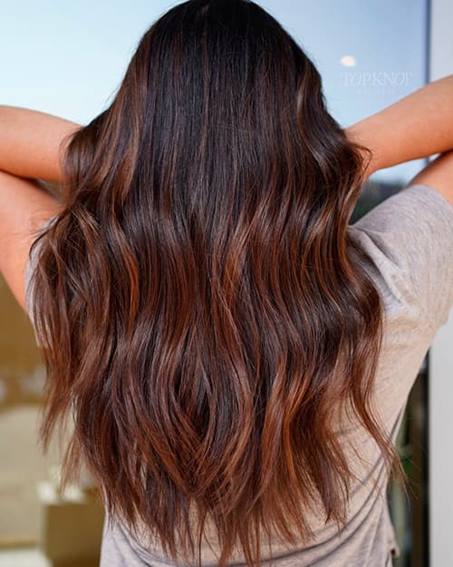 Dark Brown With Red-Brown Highlights — Winter Hair Colors for Brown Eyes