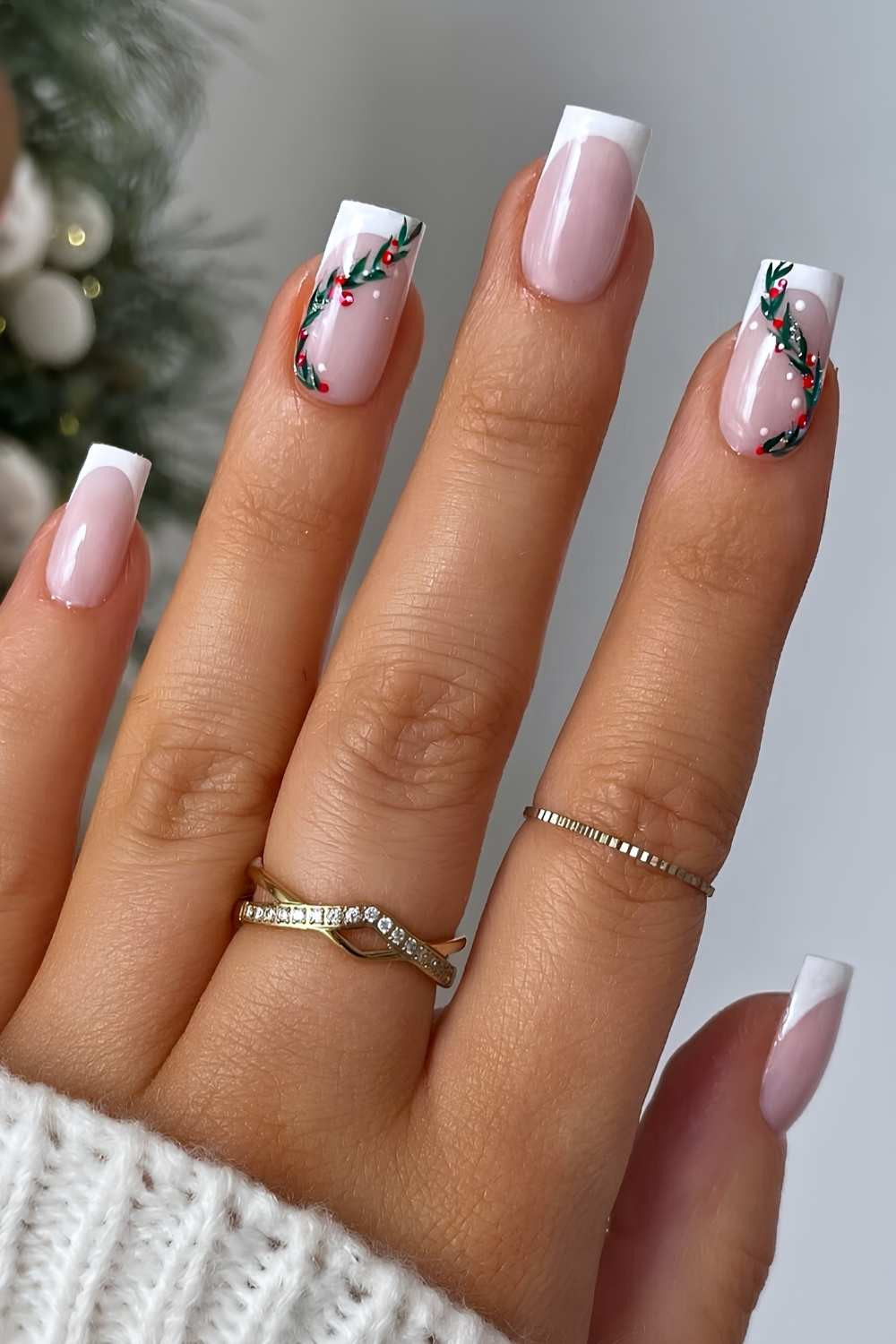 Holly Berry French Tip Nails Holly Berry French Tip Nails β Christmas Square Nails 2026