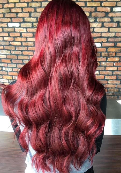 Vibrant Cherry Red With Dark Roots Vibrant Cherry Red With Dark Roots β Winter Red Hair Colors