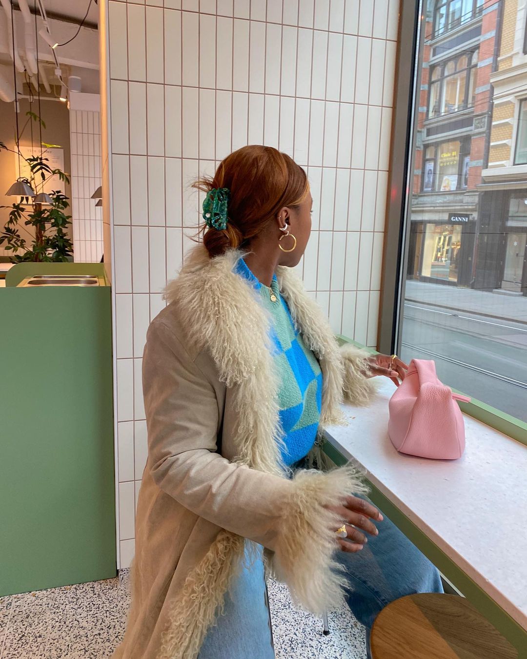 Shearling-Lined Coat with Patterned Knit and Platform Boots Shearling-Lined Coat with Patterned Knit and Platform Boots β Y2K Winter Outfits