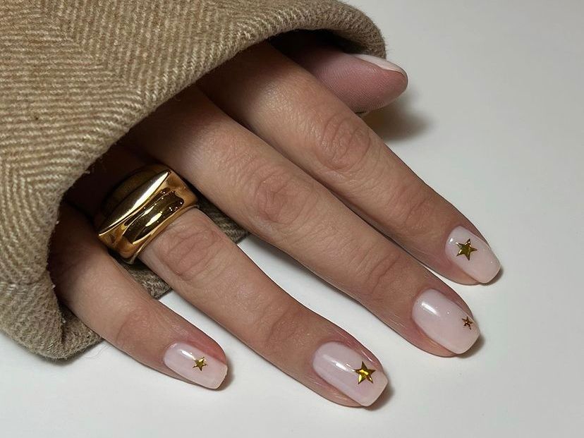 Gold Star Decals On All Visible Nails Visual Idea Gold Star Decals On All Visible Nails Visual Idea β New Years Nail Colors 2027