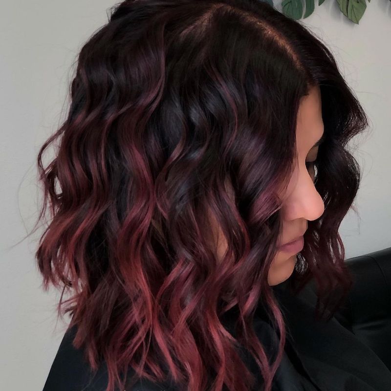 Mahogany Lob With Subtle Red Undertones — Mahogany Hair Color