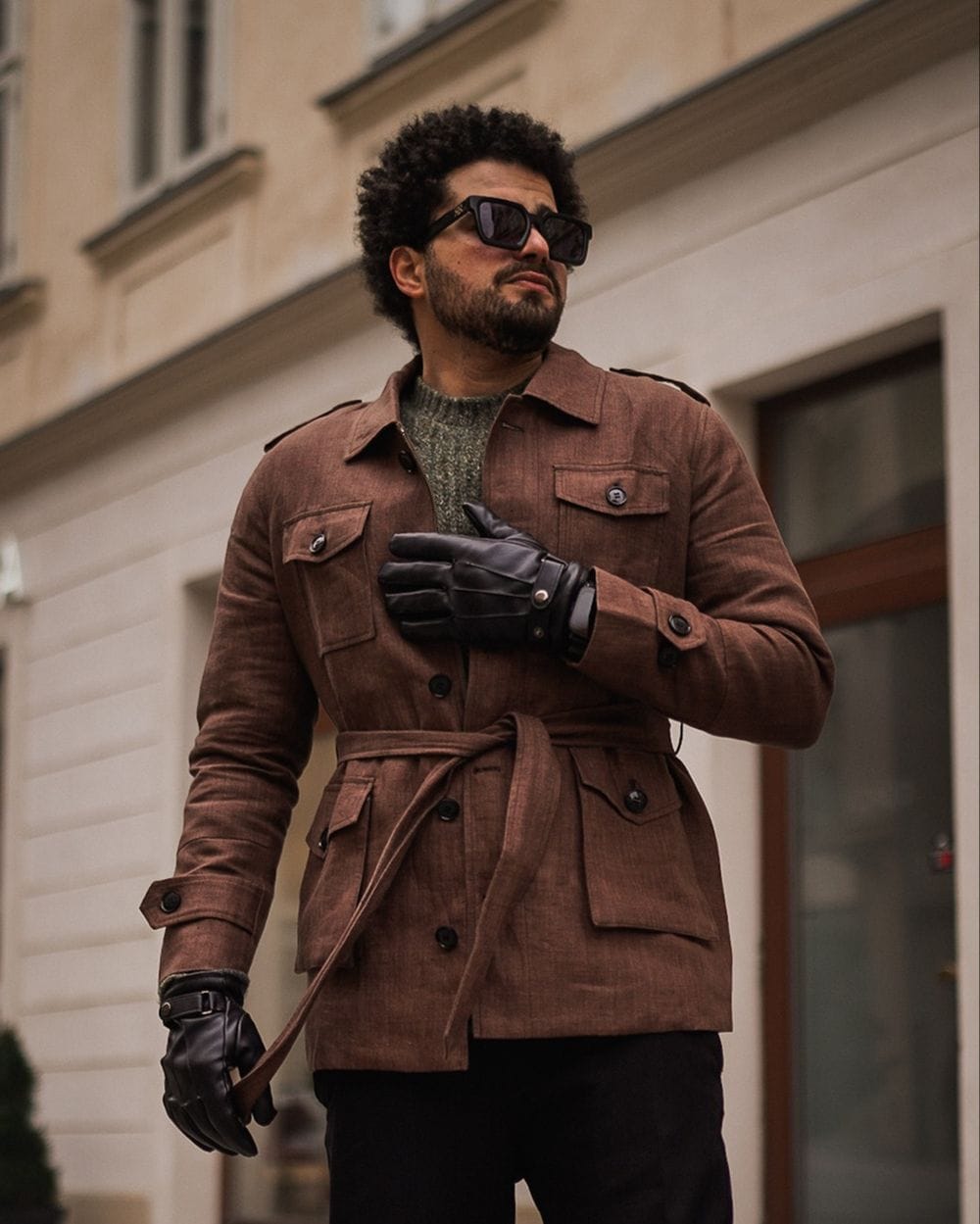 Casual Belted Brown Safari-Style Coat — Brown Coat Outfits